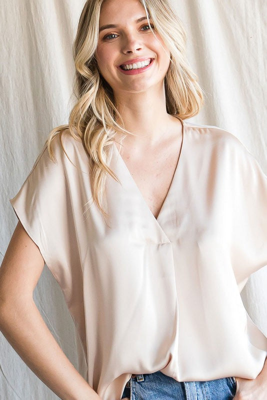 POP THE CHAMPAGNE V-NECK TOP