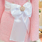 BRIGHT WHITE SATIN SASH + PREMADE BOW