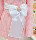 BRIGHT WHITE SATIN SASH + PREMADE BOW
