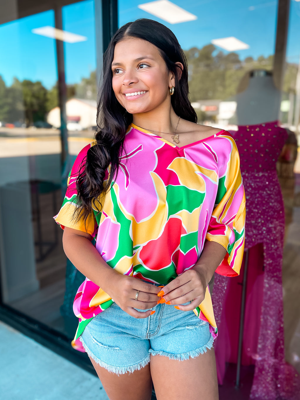 TALK TROPICAL TO ME PRINTED TOP