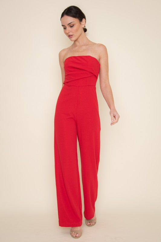 'LADY IN RED' STRAPLESS JUMPSUIT