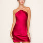 CHAIN NECK HALTER MINI DRESS