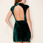 VELVET MOCK NECK MINI DRESS