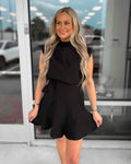COWL NECK SLEEVELESS MINI DRESS