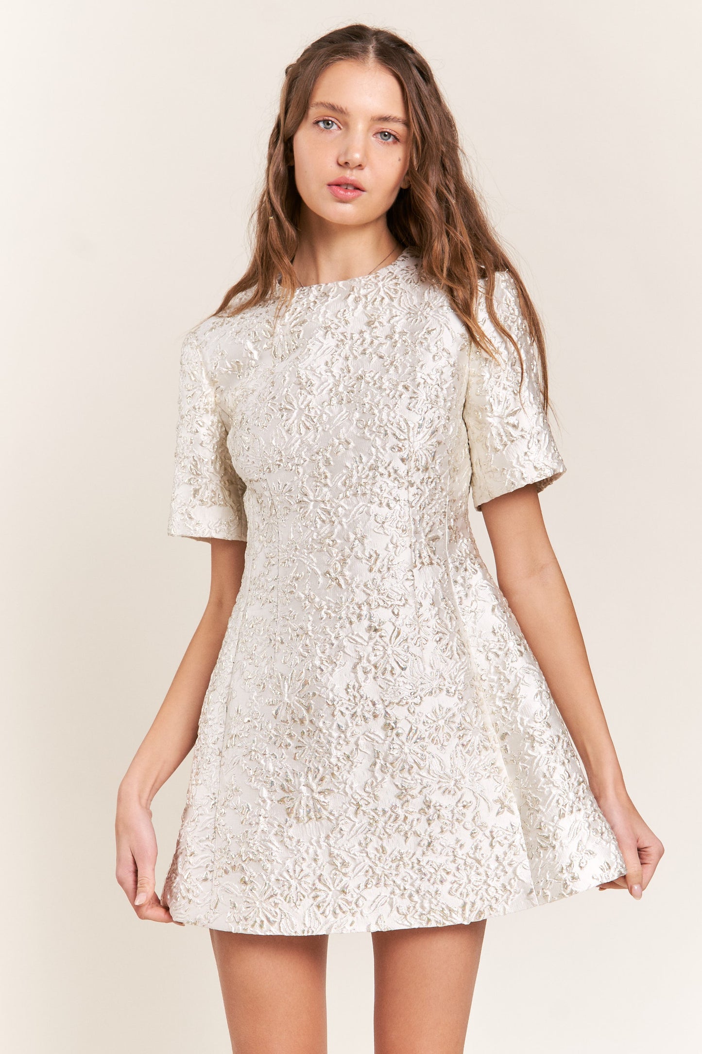 'FOR THE LOVE OF JACQUARD' FLORAL MINI DRESS