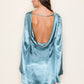 SATIN COWL BACK MINI DRESS
