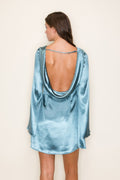 SATIN COWL BACK MINI DRESS