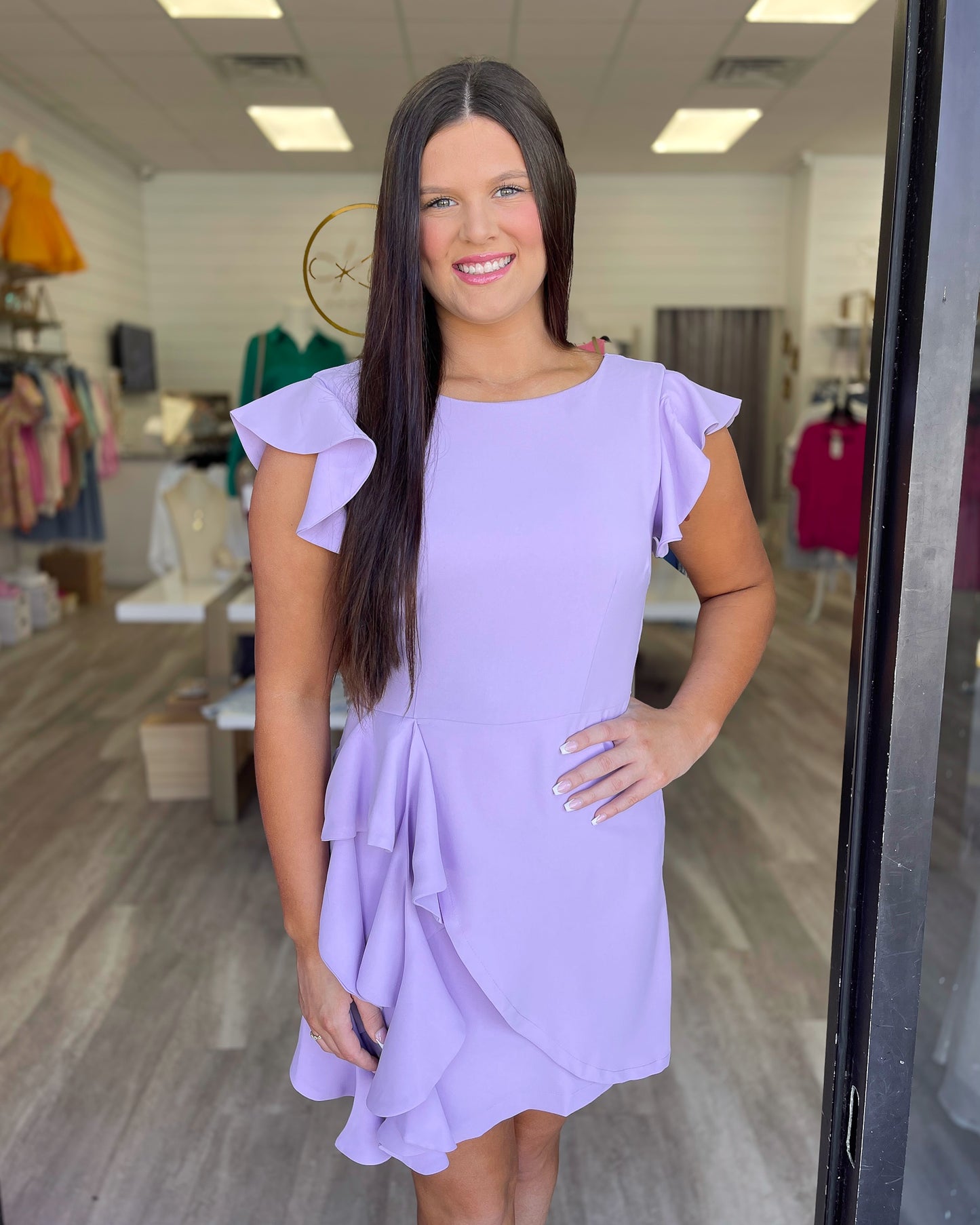 Lavender Ruffle Detail Dress