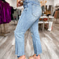 MEDIUM WASH CROPPED FLARES