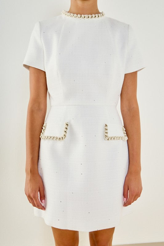 White Pearl Homecoming Court Suit Dress