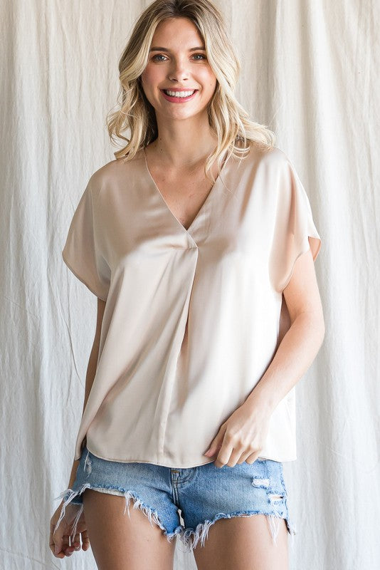 POP THE CHAMPAGNE V-NECK TOP