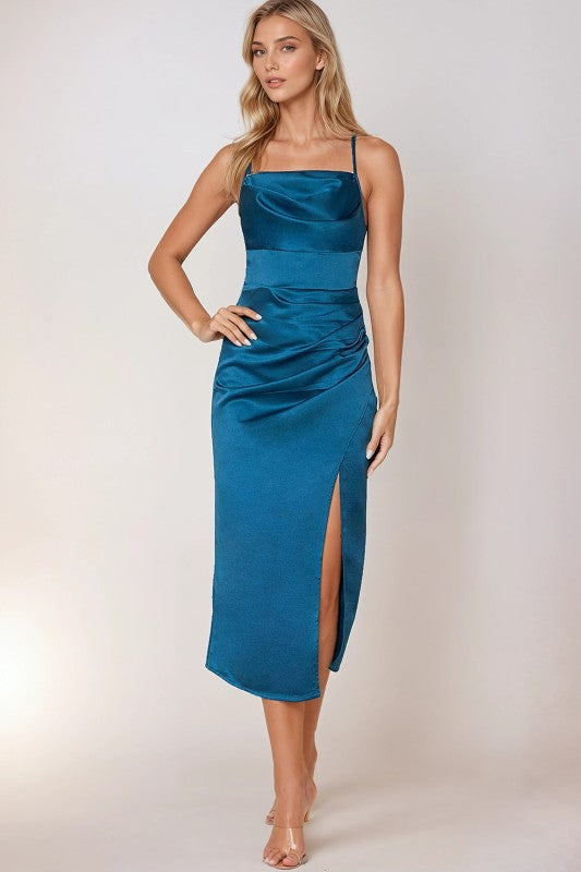 SWOONING OVER YOU SATIN MIDI