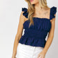 Solid Square Neck Ruffle Top