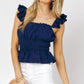 Solid Square Neck Ruffle Top